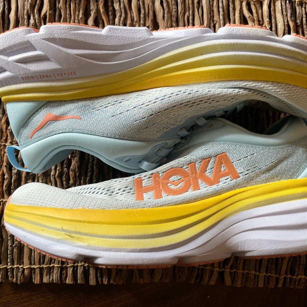 Hoka Sneakers in Sky Blue and Sunshine Yellow